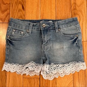 Girls Seven7 Lace Trim Shorts